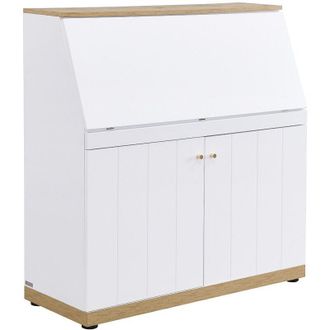 Vente-Unique Scrittoio - MDF - Colore: Bianco e naturale - DUTASI