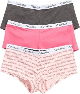 Calvin Klein Assorted 3-Pack Boyshorts in Grey/pink/pink Hearts at Nordstrom Rack, Size Medium