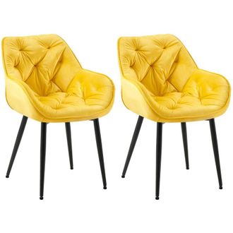 Clp Clp - Set De 2 Sillas De Comedor Tanna En Terciopelo Amarillo