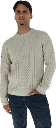 Superdry Trui met ronde hals - Heren - Ronde hals truien - Beige - XL - Wol - Truien & Vesten