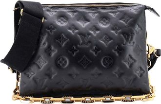 Louis Vuitton Black Monogram Embossed Lambskin Coussin Pm (Authentic Pre- Loved)