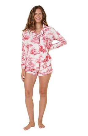 The Cats Pajamas Pima Knit Long Sleeved Short Set in Idle Hours at Nordstrom, Size Large