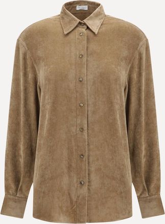 Brunello Cucinelli Snap-button Shirt in cashmere blend Female M