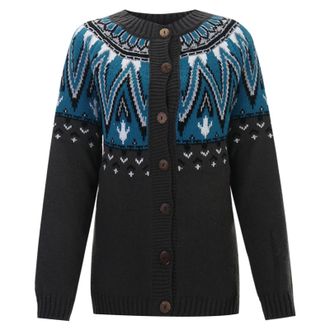 Generic 2026 Fair Isle Knit Sweater Coat for Soft Oversized Long Cardigan with Pattern Warm Chunky Open Front Jacket (Black, XXXXXL)