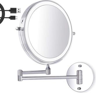 OEM Espejo De Maquillaje Led De 8 Pulgadas Para Montaje En Pared, Espejo Con Aumento Iluminado, Aumento De 1x/7x, 3 Colores De Luz Ajustables, Carga Usb, 