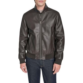 Cole Haan Faux Leather Bomber Jacket in Dark Brown at Nordstrom Rack, Size Xx-Large