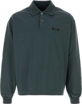Prada Green Shirt Collar Polo