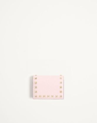 Valentino Garavani Small Rockstud Grainy Calfskin Wallet Woman PINK UNI