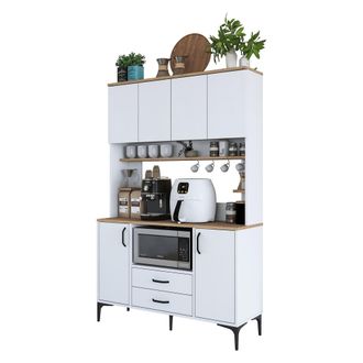 Dmora Alacena Mairag, Aparador 4 Estantes, 2 Cajones, 6 Puertas, 120x40x184h Cm Biano