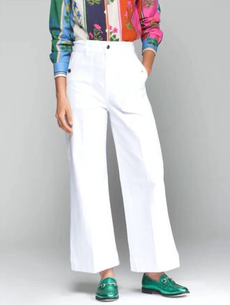Vilagallo Noa Wide Leg Cropped Trousers In White