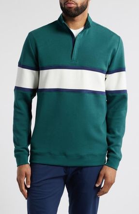 Swannies Owen Chest Stripe Golf Quarter Zip in Forest at Nordstrom, Size Xx-Large