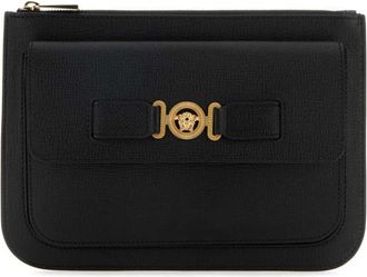 Versace Black leather Medusa Biggie clutch