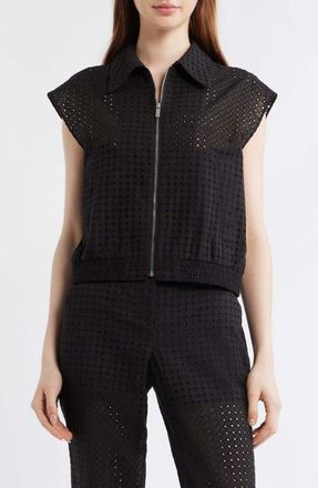 Theory Crop Eyelet Vest in Black at Nordstrom, Size X-Large