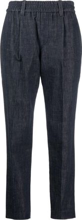 Brunello Cucinelli elasticated-waist trousers - women - Cotton/Cotton - 48 - Blue