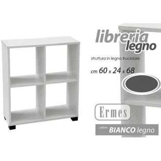 Trade Shop Trade Shop - Estanteria Baja Ermes 4 Compartimentos Madera Blanco 60x24x68cm 715624