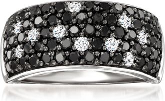 Ross-Simons Black and White Diamond Ring in Sterling Silver