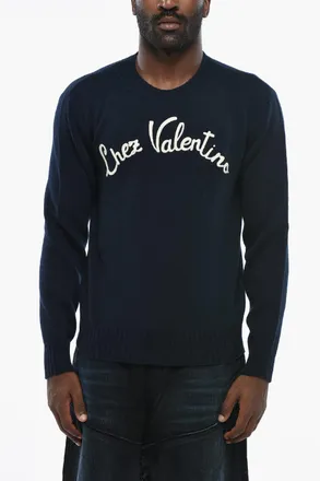 Valentino Maglia Girocollo in Lana Vergine con Logo Ricamato Valentino