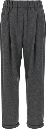 Brunello Cucinelli Tailored Broeken - Dames - Broeken - Grijs - XS - Wol - Broeken