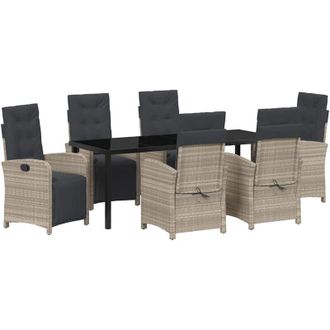 vidaXL Conjunto De Comedor De Jard&iacute;n 7 Pcs Gris Claro Rat&aacute;n Sint&eacute;tico Vidaxl