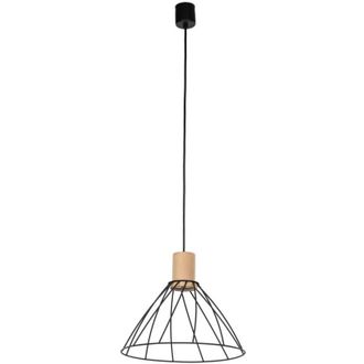 Luminosa Light Designs TK Modesto Lampada a sospensione da soffitto con struttura in filo metallico da 29,5 cm, nera, pino 1xE27