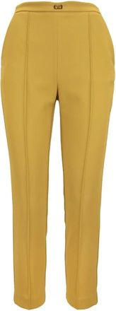 Elisabetta Franchi Cropped Broeken - Dames - Vrijetijds broeken - Geel - S - Leer - Broeken