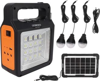 Elle Bater&iacute;a Solar Port&aacute;til De 6000 Mah - Panel Solar De 24,5 X 16 Cm - 3 Bombillas Led De 3 W - Peso: 1463 G. Ideal Para Acampar Y Viajar