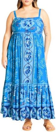 City Chic Eden Print Maxi Sundress in Ice Blue at Nordstrom Rack, Size 3Xl/26W