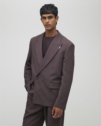 River Island Mens Suit Jacket Purple Relaxed Fit Wrap - Size 48 Regular