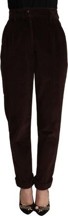 Dolce & Gabbana Womens Bordeaux Corduroy Cotton Trouser Tapered Pants Elastane