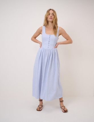 Nobody's Child Blue Pinstripe Cora Midi Dress