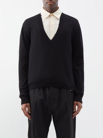 Meta Campania Collective Joel V-neck Felted Cashmere Sweater - Mens - Black