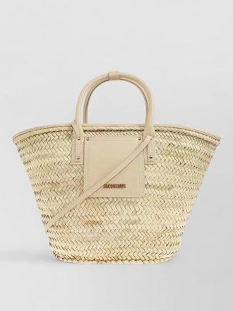 Jacquemus raffia tote bag leather trim shoulder strap