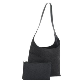 Celine Pre-owned Macadam Canvas Shoulder Bag - Dames - Pre-owned - Zwart - Maat: ONE Size Leer