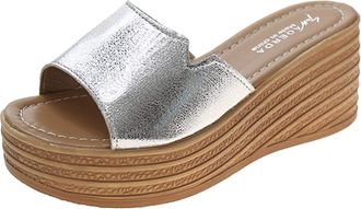 Generic Women Platform Sandals Solid Color Wedges Sandals Fashion Glitter Sparkly Sandal Casual Slip On Sandal Non Slip Open Toe Shoes Comfortable Waterproof 