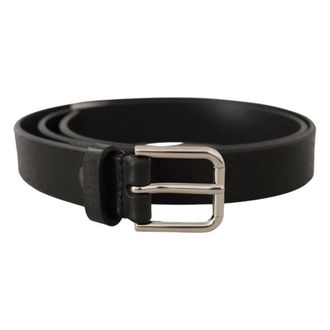 Dolce & Gabbana Belts, male, Black, Size: ONE SIZE Elegant Black Leather Belt with Metal Buckle