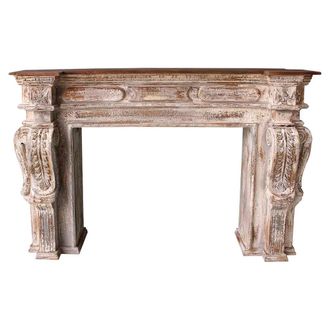 Wanderlust Deco Recibidor De Madera Tallada Artesanal Envejecido Blanco 149x33x98