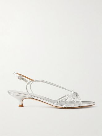 Aeyde Sandali In Pelle Metallizzata Amara - Argento