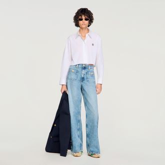 Sandro Cropped poplin shirt