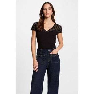 Morgan T-shirt met V-hals en korte mouwen