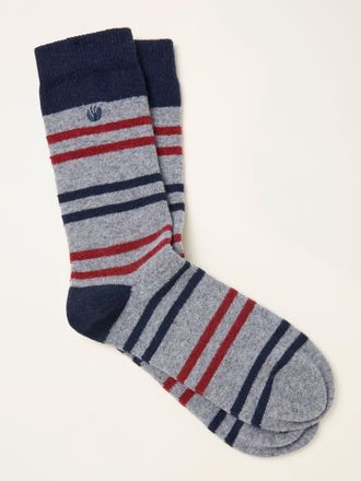Fat Face FatFace Grey Striped Wool Blend Socks