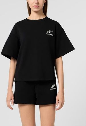 Plein Sport Round Neck T-Shirt Icon Scratch Women in Black at Nordstrom, Size X-Large