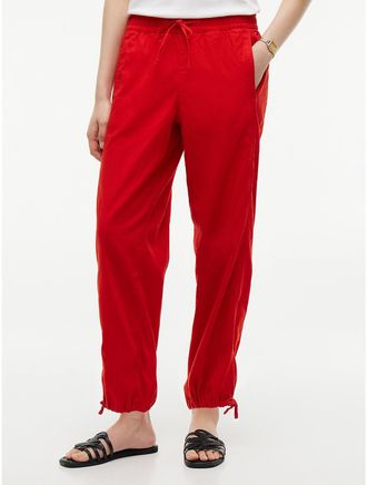 Tommy Hilfiger Womens Linen-Cotton Blend Pull-On Pant - Deep Crimson - XXL