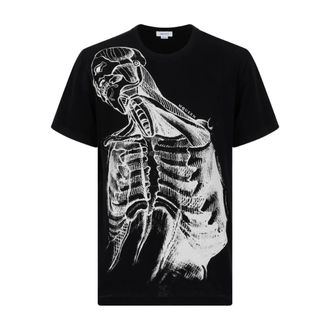 Alexander McQueen Tops, Heren, Zwart, L, Katoen, Sketch Anatomy T-shirt