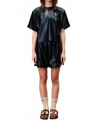 FRNCH Bazin Faux Leather Top In Noir