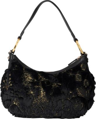 Braccialini Beth Fur Shoulder Bag - - Bags - Donna - Nero - ONE SIZE