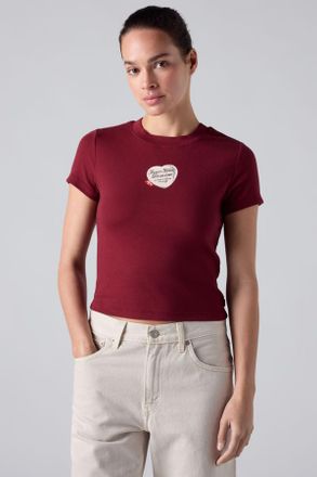 Levi's Graphic Essential Baby Tee - Women - XS - Red / True Blue Locket Warm Cabernet