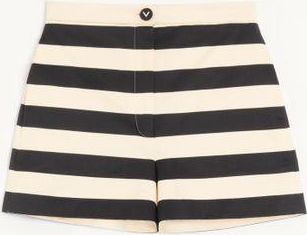 Valentino Cotton Satin Shorts with Maxi Barr&eacute; Stripe Wo