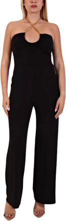 Michael Kors Versierde Stretch Matte Jersey Halter Jumpsuit - Dames - Jumpsuits - Zwart - XL - Polyester - Jumpsuits & Playsuits