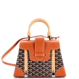 Goyard Saigon Top Handle Bag Coated Canvas with Leather PM