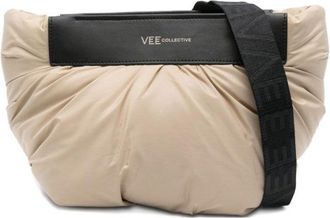 VeeCollective Beige Clutch With Ruched Nylon